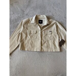 Vans Womens Size XS Beige Oatmeal‎ Corduroy Crop Jacket Shirt Utility Pockets